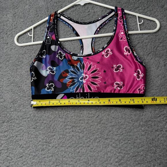 Ethika Sports Bra Women's Medium Blue and Pink Floral Racerback - Picture 5 of 6
